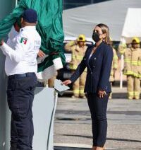 Encabeza la gobernadora Evelyn Salgado izamiento de bandera a media asta por víctimas de los sismos de 1985 y 2017