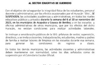 Aviso al sector educativo