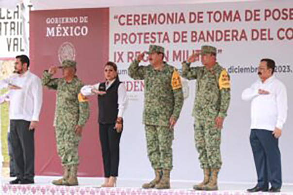 Asiste la gobernadora Evelyn Salgado a la Toma de Posesión del Cargo y Protesta de Bandera de Enrique Martínez López, como comandante de la Novena Región Militar